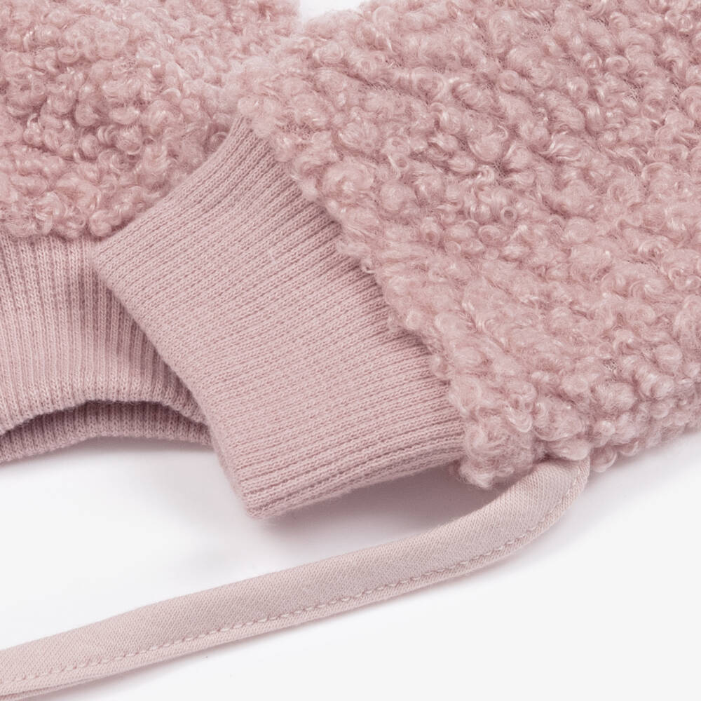 Jamiks-Girls Dusky Pink Bouclé Mittens | Childrensalon Outlet