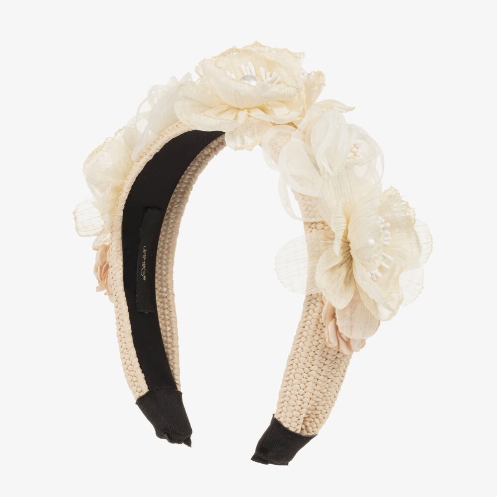Jamiks-Girls Elegant Ivory Floral Headpiece | Childrensalon Outlet