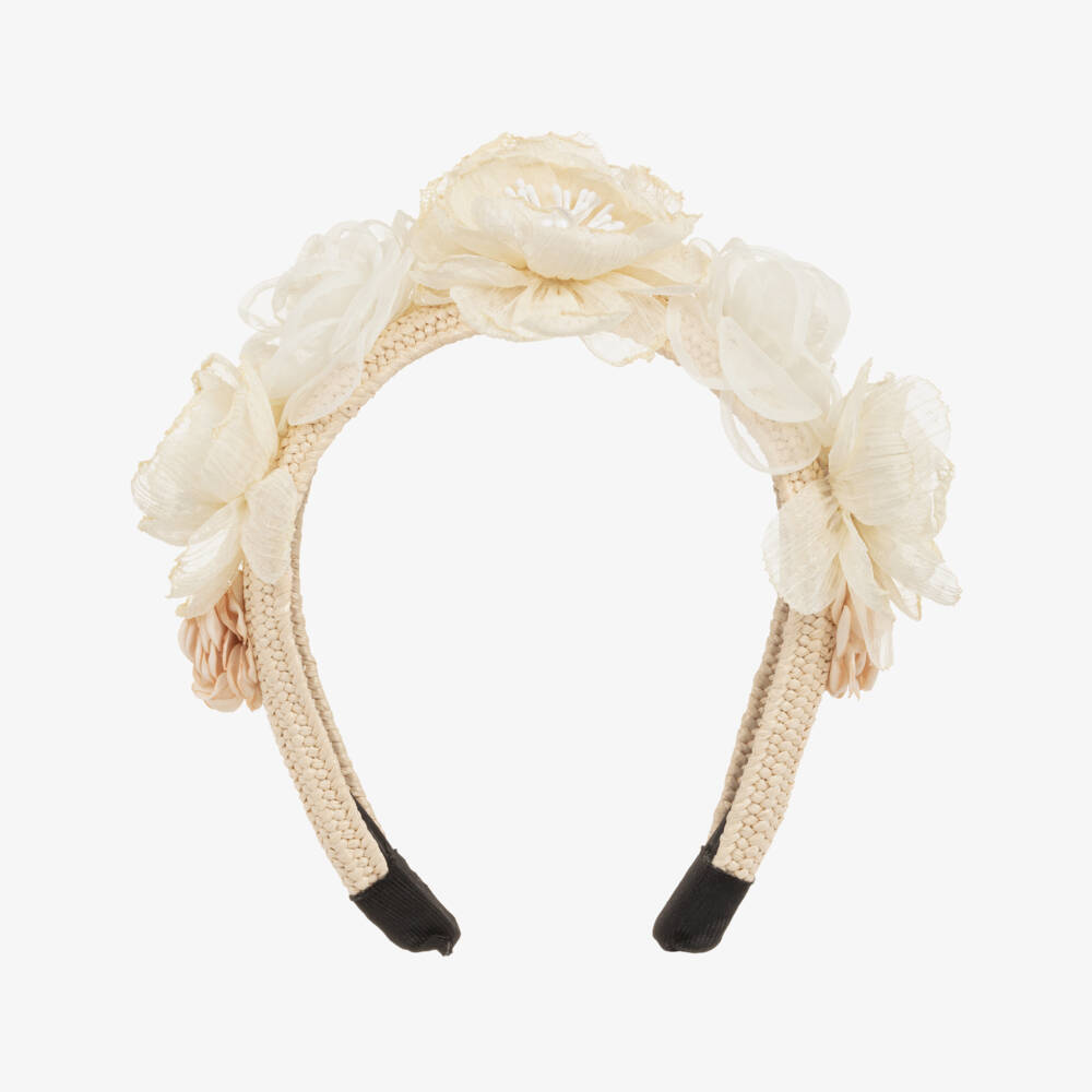 Jamiks-Girls Elegant Ivory Floral Headpiece | Childrensalon Outlet