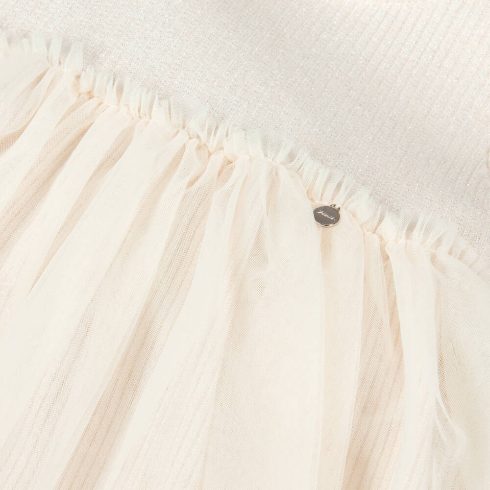 Jamiks-فستان بناتي عاجي لامع محبوك | Childrensalon Outlet