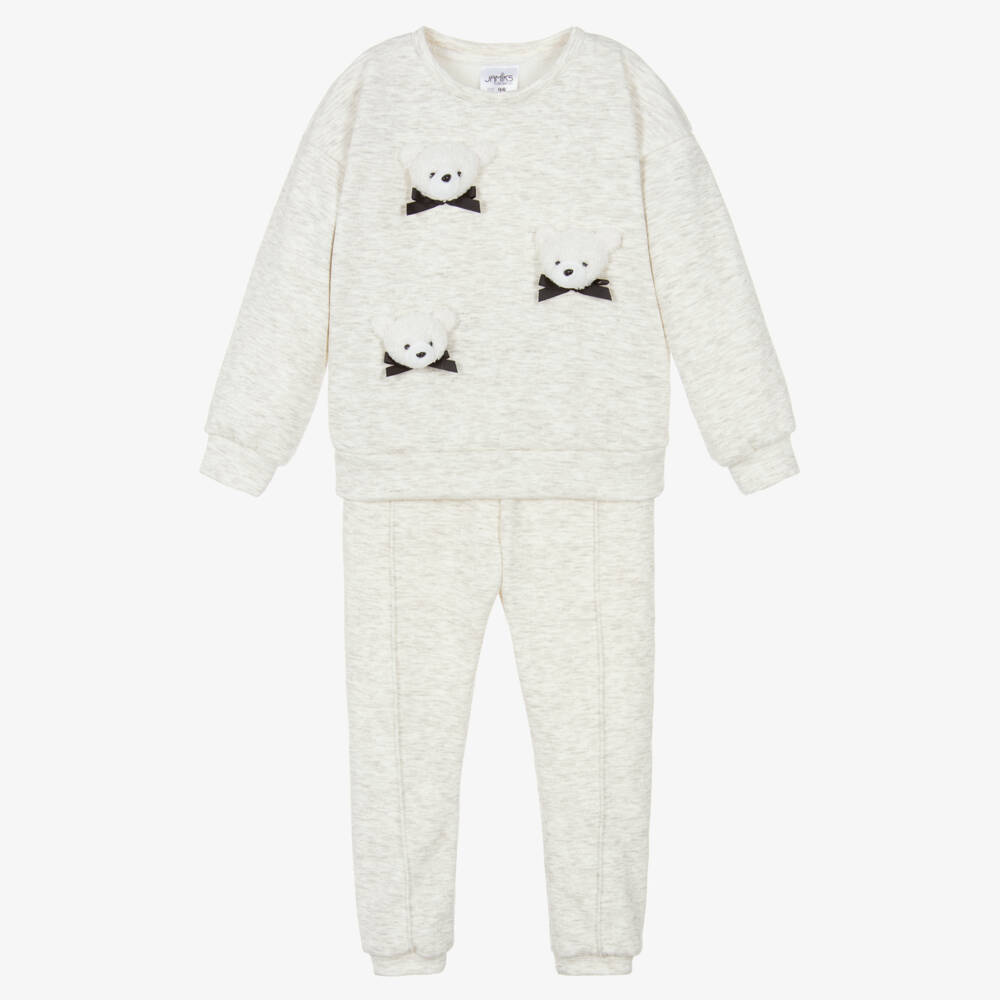 Jamiks-طقم رياضي رمادي للبنات بتصميم دمية تيدي | Childrensalon Outlet