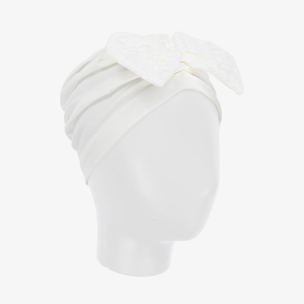 Jamiks-قبعة توربان قطن جيرسي لون عاجي للبنات | Childrensalon Outlet