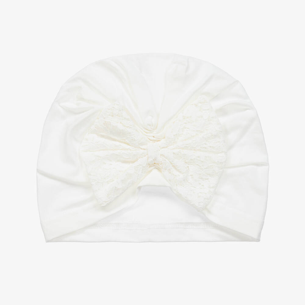 Jamiks-Girls Ivory Cotton Bow Turban | Childrensalon Outlet