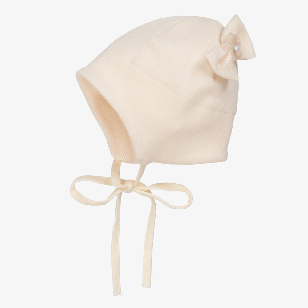 Jamiks-Girls' Ivory Cotton Bowed Bonnet | Childrensalon Outlet
