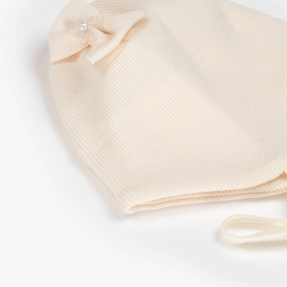 Jamiks-Girls' Ivory Cotton Bowed Bonnet | Childrensalon Outlet