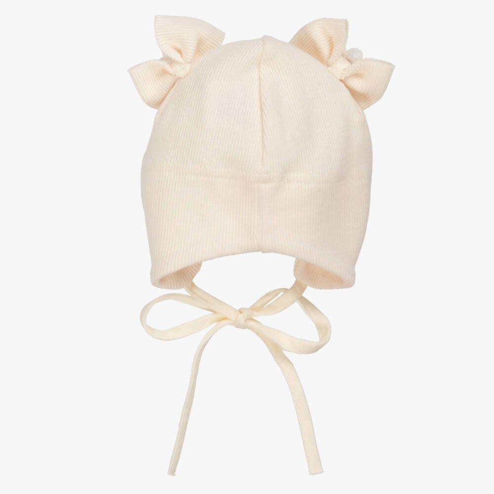 Jamiks-Girls' Ivory Cotton Bowed Bonnet | Childrensalon Outlet