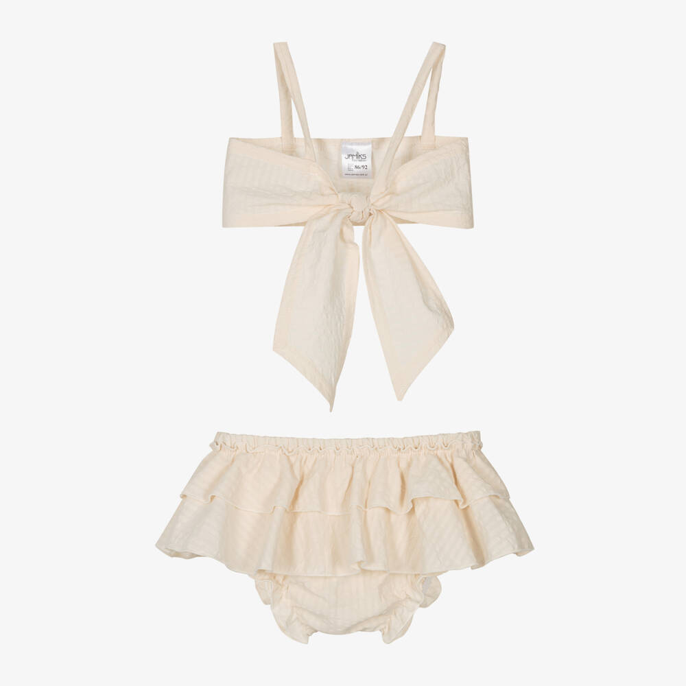 Jamiks-Кремовый пляжный топ и шорты из хлопка для девочек | Childrensalon Outlet