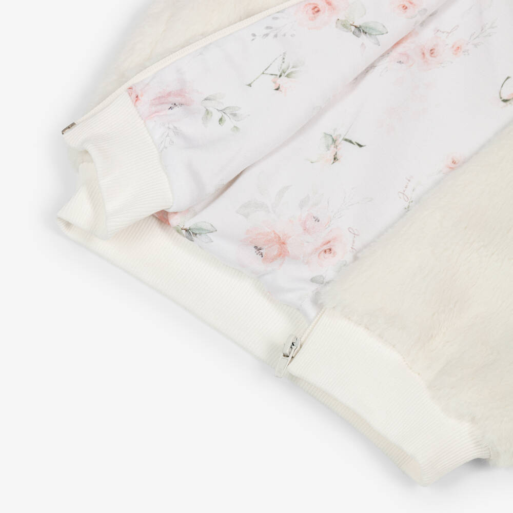 Jamiks-Girls Ivory Faux Fur Bomber Jacket | Childrensalon Outlet