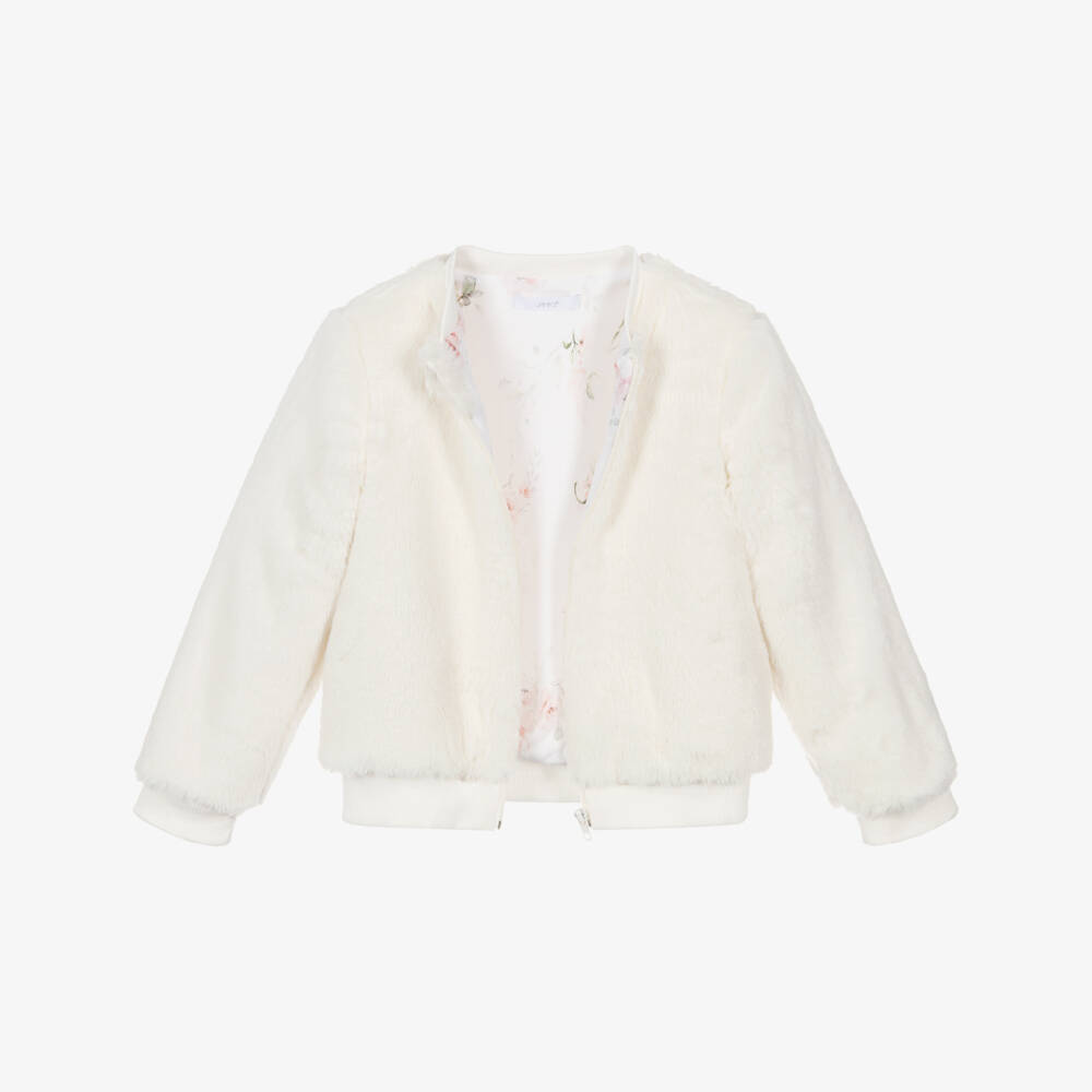 Jamiks-Girls Ivory Faux Fur Bomber Jacket | Childrensalon Outlet