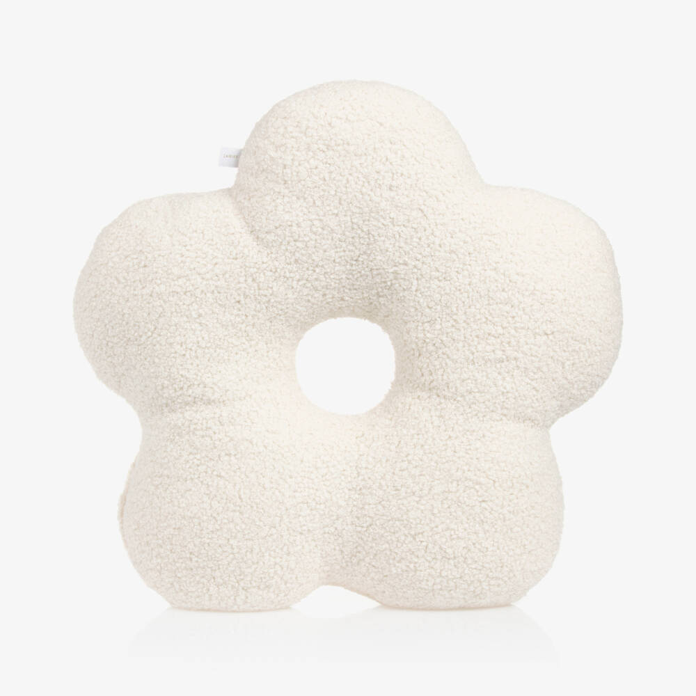 Jamiks-Girls Ivory Floral Bouclé Cushion | Childrensalon Outlet