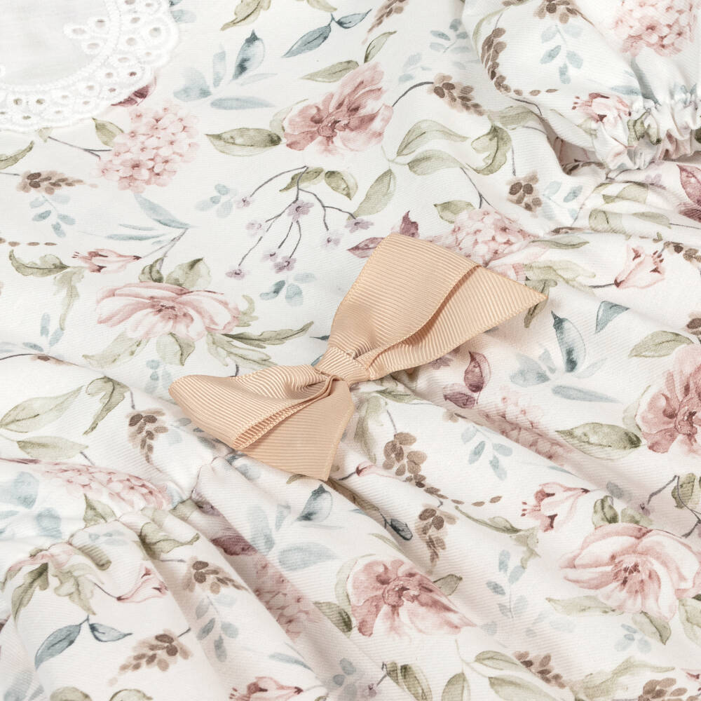 Jamiks-Girls Ivory Floral Cotton Frock | Childrensalon Outlet