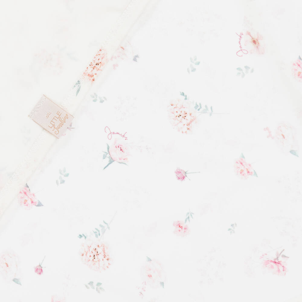 Jamiks-Girls Ivory Floral Cotton Swaddle (99cm) | Childrensalon Outlet