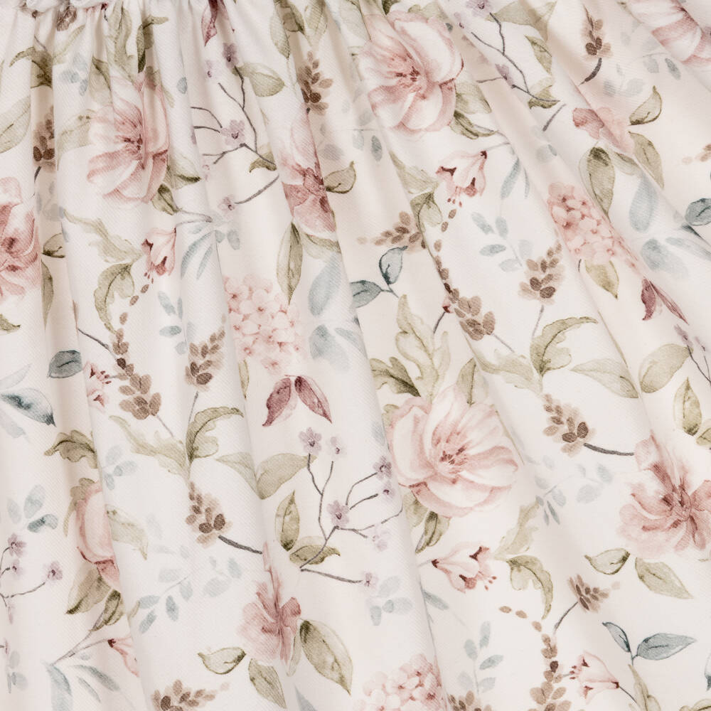 Jamiks-Girls Ivory Floral Print Cotton Dress | Childrensalon Outlet