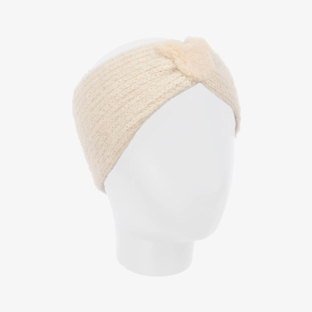 Jamiks-Girls Ivory Fluffy Bear Headband | Childrensalon Outlet