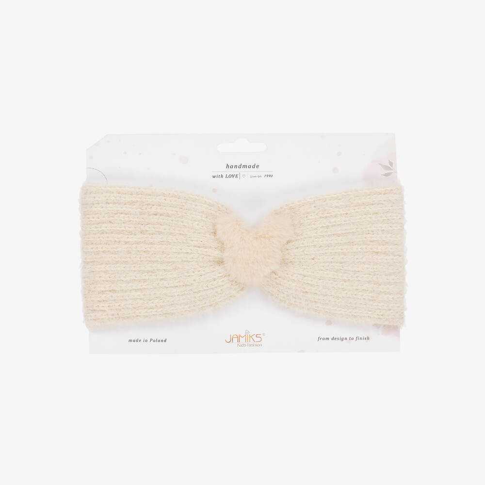 Jamiks-Girls Ivory Fluffy Bear Headband | Childrensalon Outlet
