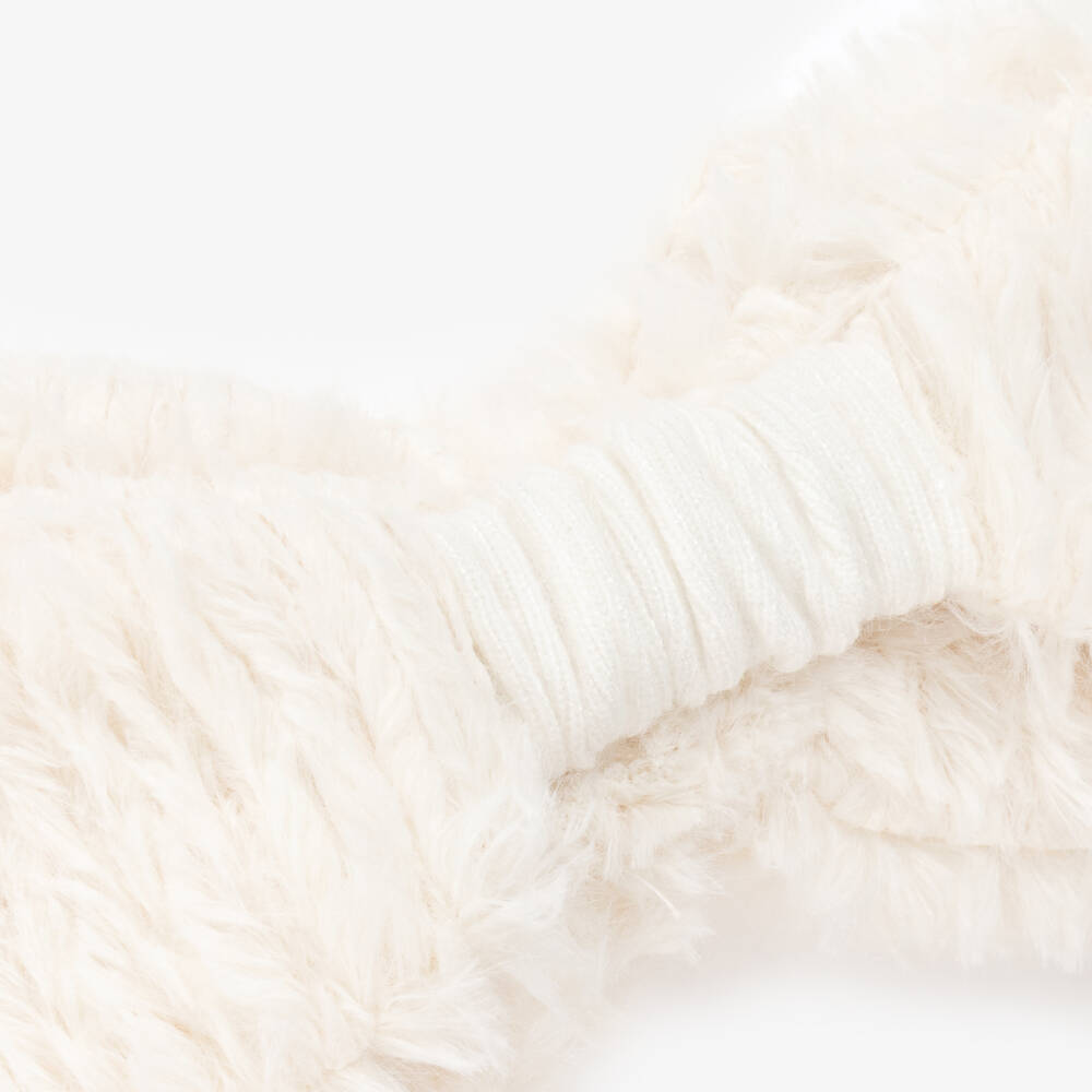 Jamiks-Girls Ivory Fluffy Bow Hairband | Childrensalon Outlet
