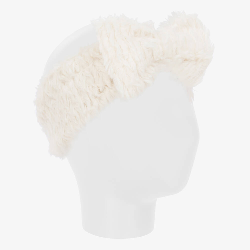 Jamiks-Girls Ivory Fluffy Bow Hairband | Childrensalon Outlet