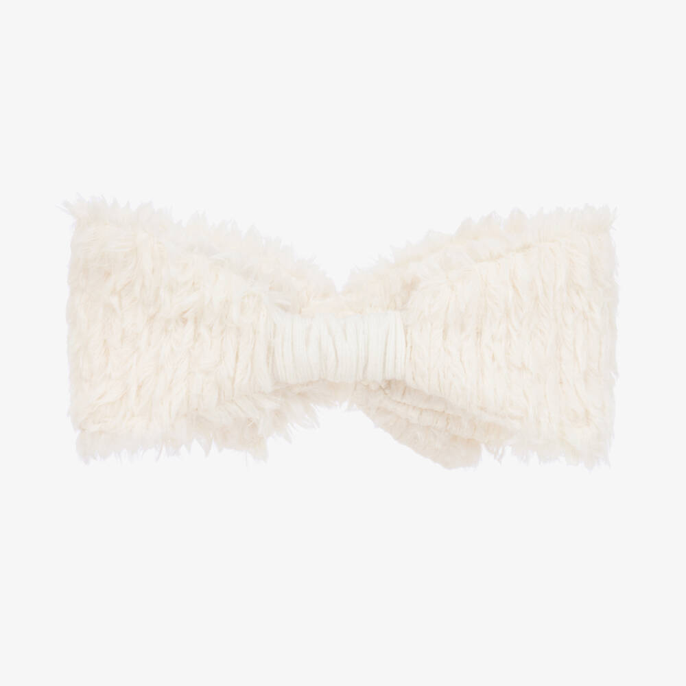 Jamiks-Girls Ivory Fluffy Bow Hairband | Childrensalon Outlet