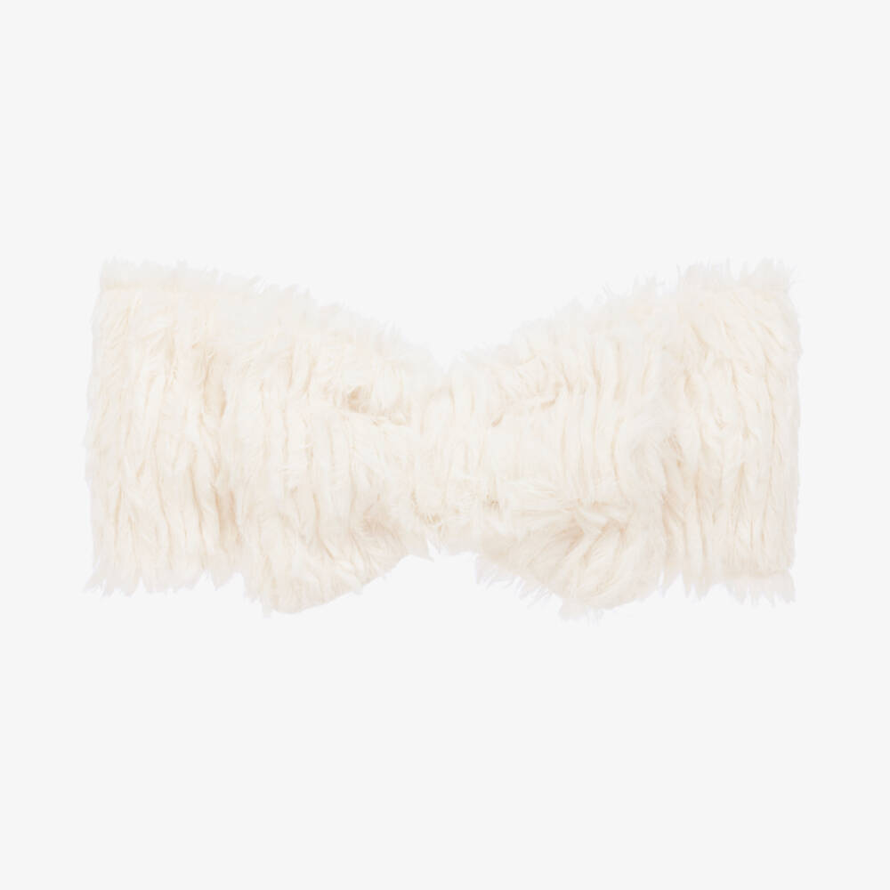 Jamiks-Girls Ivory Fluffy Bow Hairband | Childrensalon Outlet