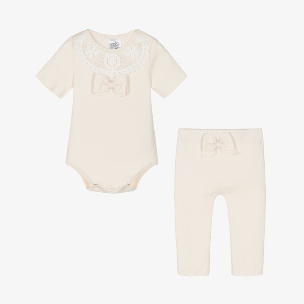 Jamiks-Girls' Ivory Jersey Leggings Ensemble | Childrensalon Outlet