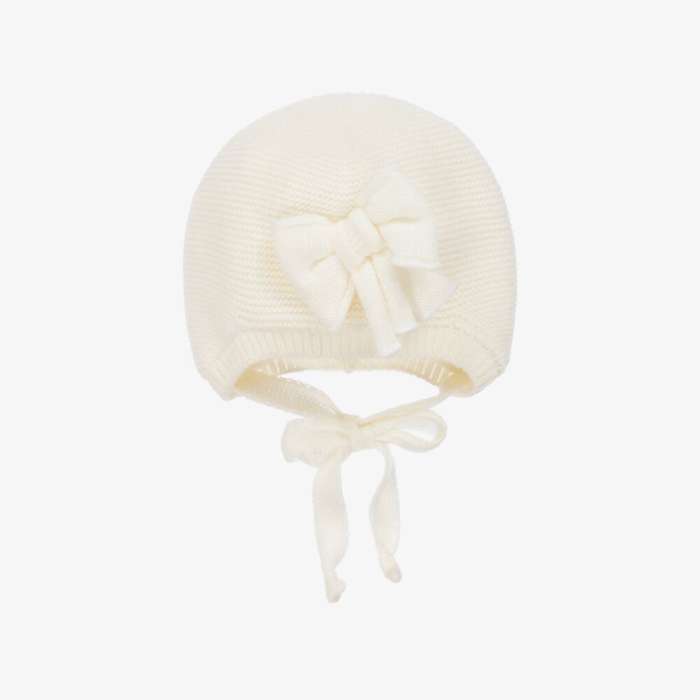 Jamiks-Girls Ivory Knit Bow Hat | Childrensalon Outlet