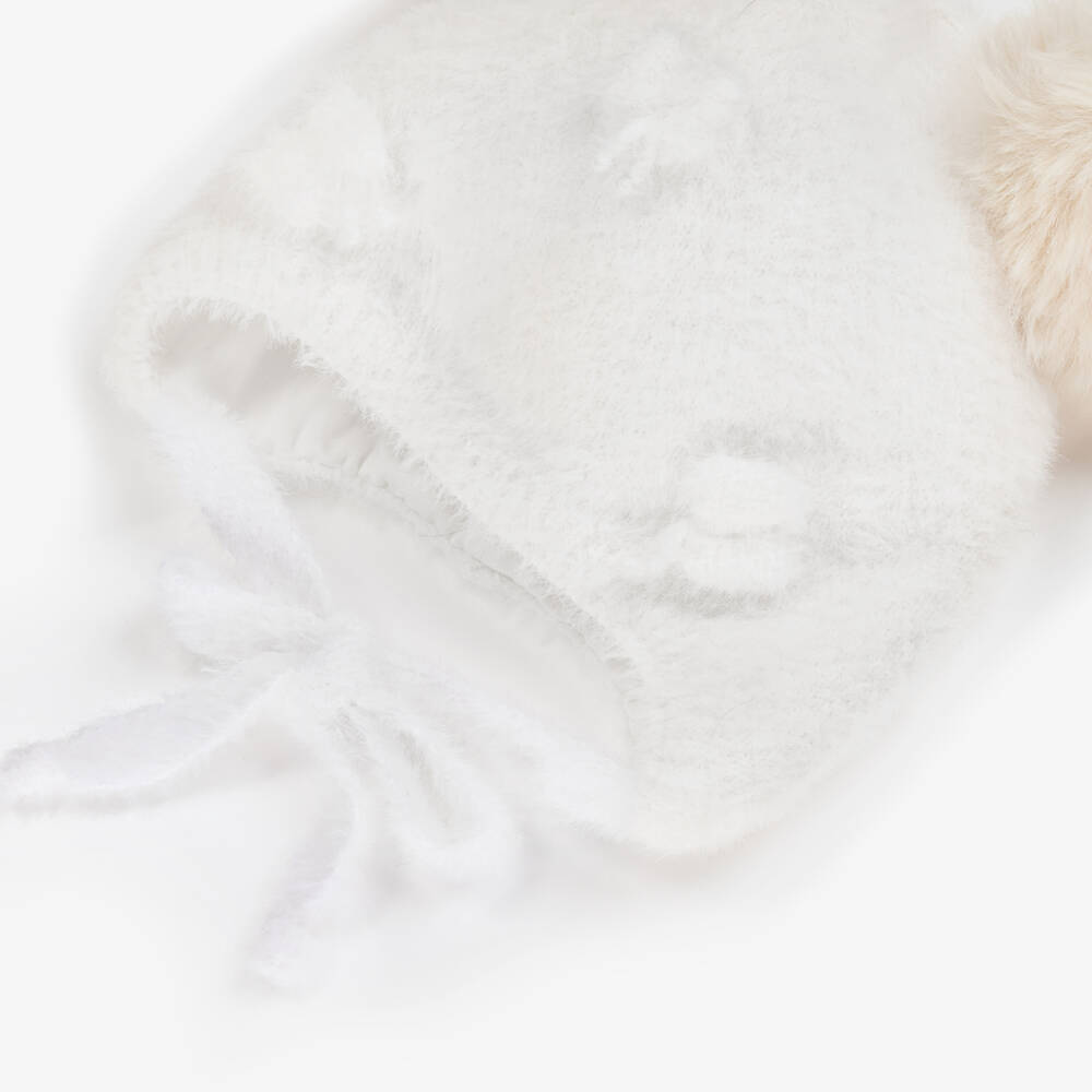 Jamiks-Кремовая вязаная шапка с помпоном для девочек | Childrensalon Outlet