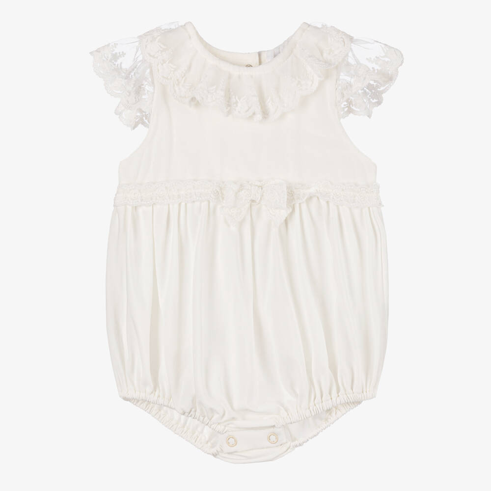 Jamiks-Girls Ivory Lace Cotton Onesie | Childrensalon Outlet