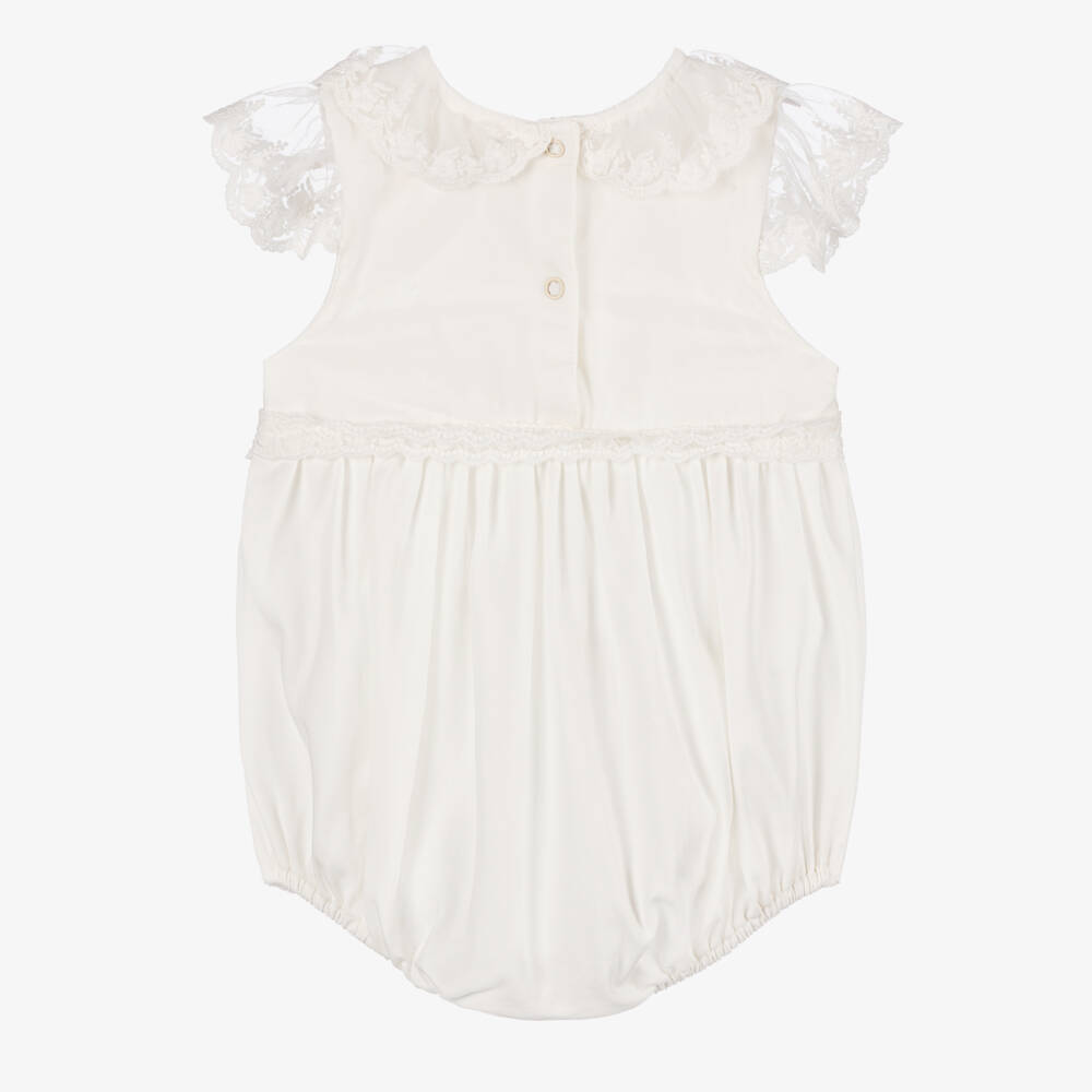 Jamiks-Girls Ivory Lace Cotton Onesie | Childrensalon Outlet