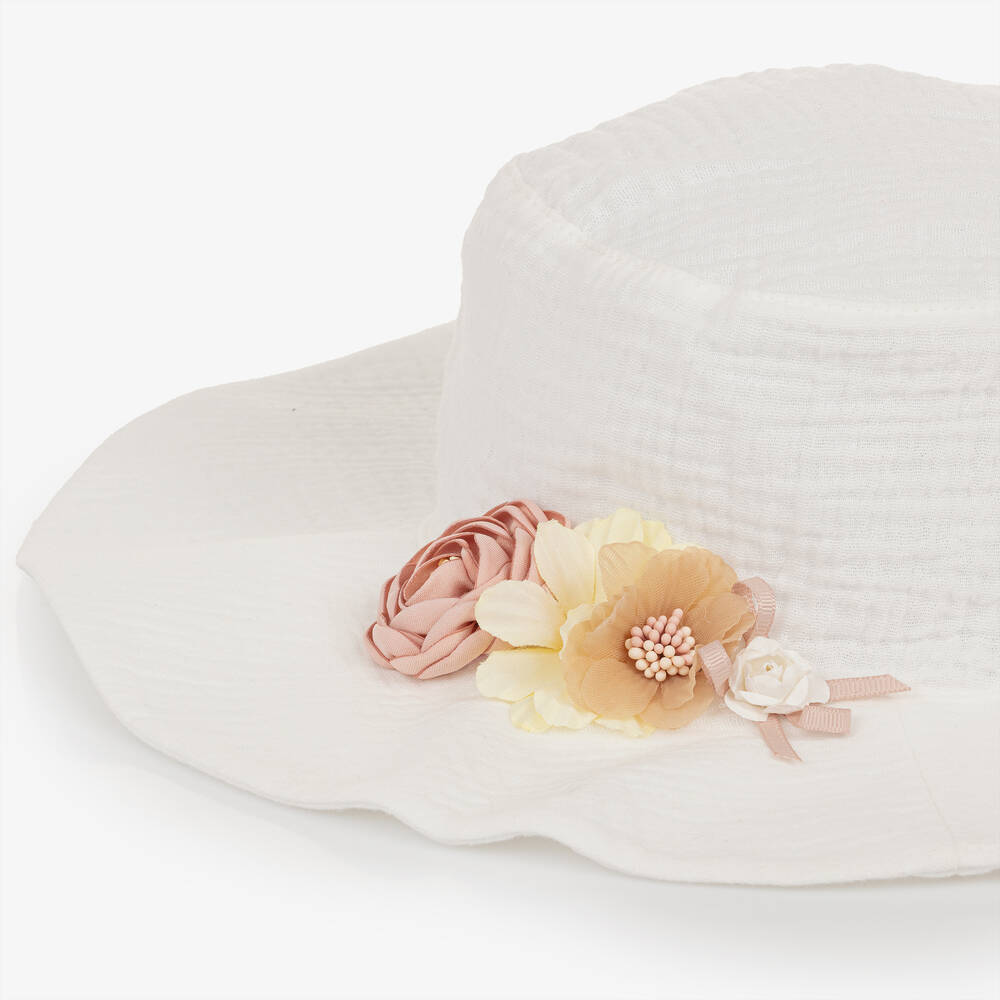 Jamiks-Girls Ivory Organic Cotton Sun Hat | Childrensalon Outlet