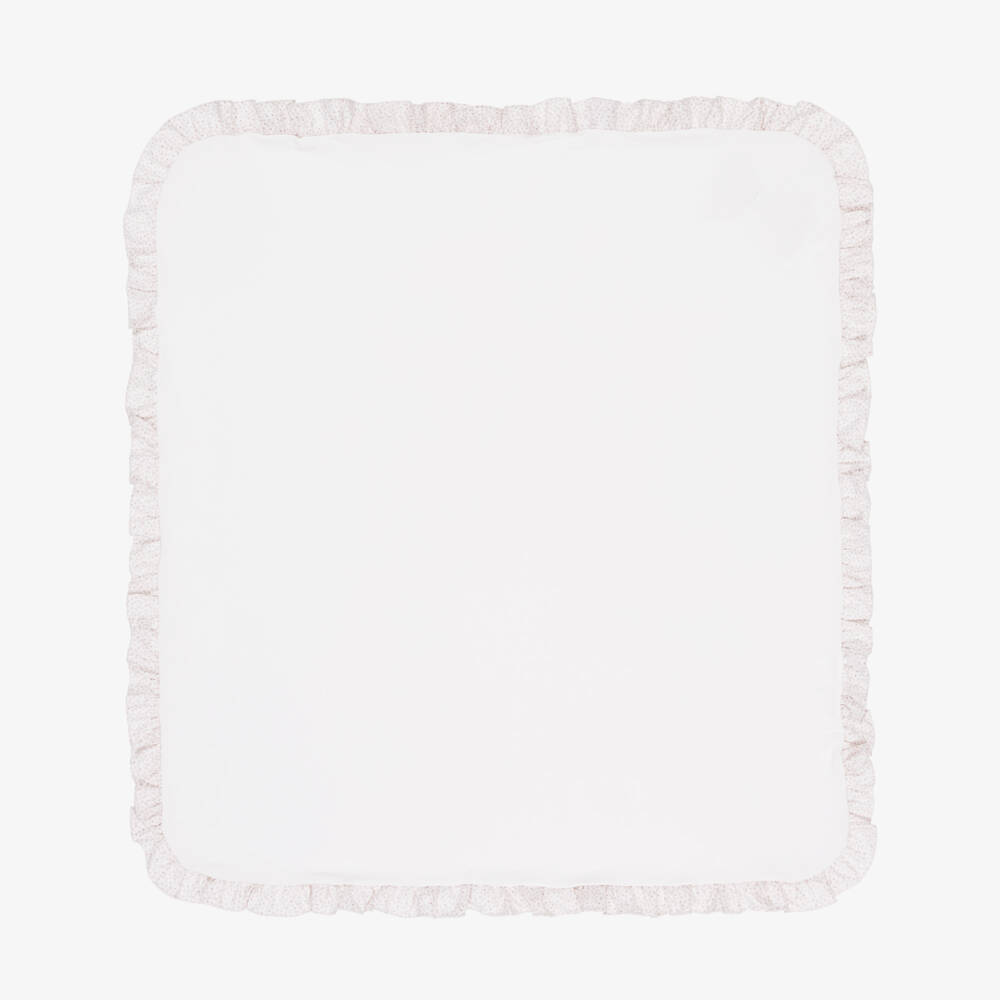 Jamiks-Girls Ivory & Pink Velour Floral Bow Blanket (85cm) | Childrensalon Outlet