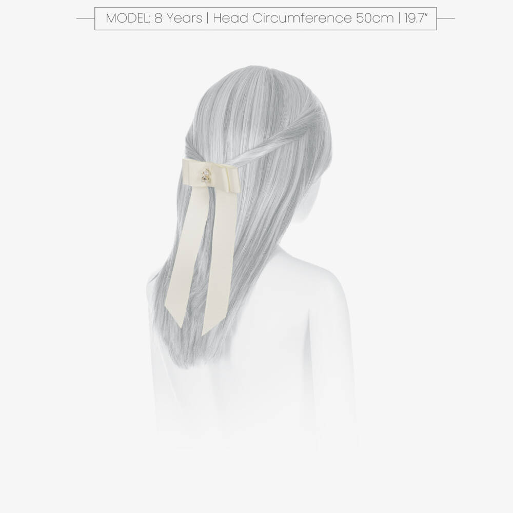 Jamiks-Girls Ivory Ribbon Bow Hair Clip (9cm) | Childrensalon Outlet