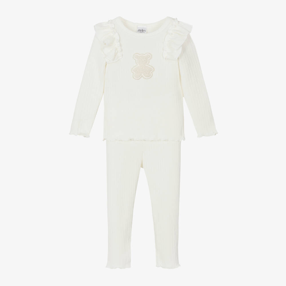 Jamiks-Girls Ivory Ruffle Leggings Ensemble | Childrensalon Outlet