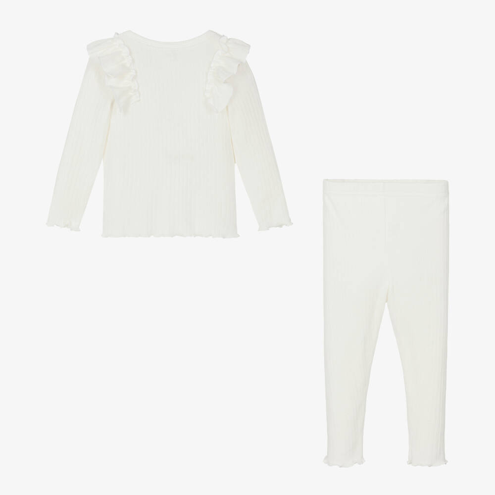 Jamiks-Girls Ivory Ruffle Leggings Ensemble | Childrensalon Outlet