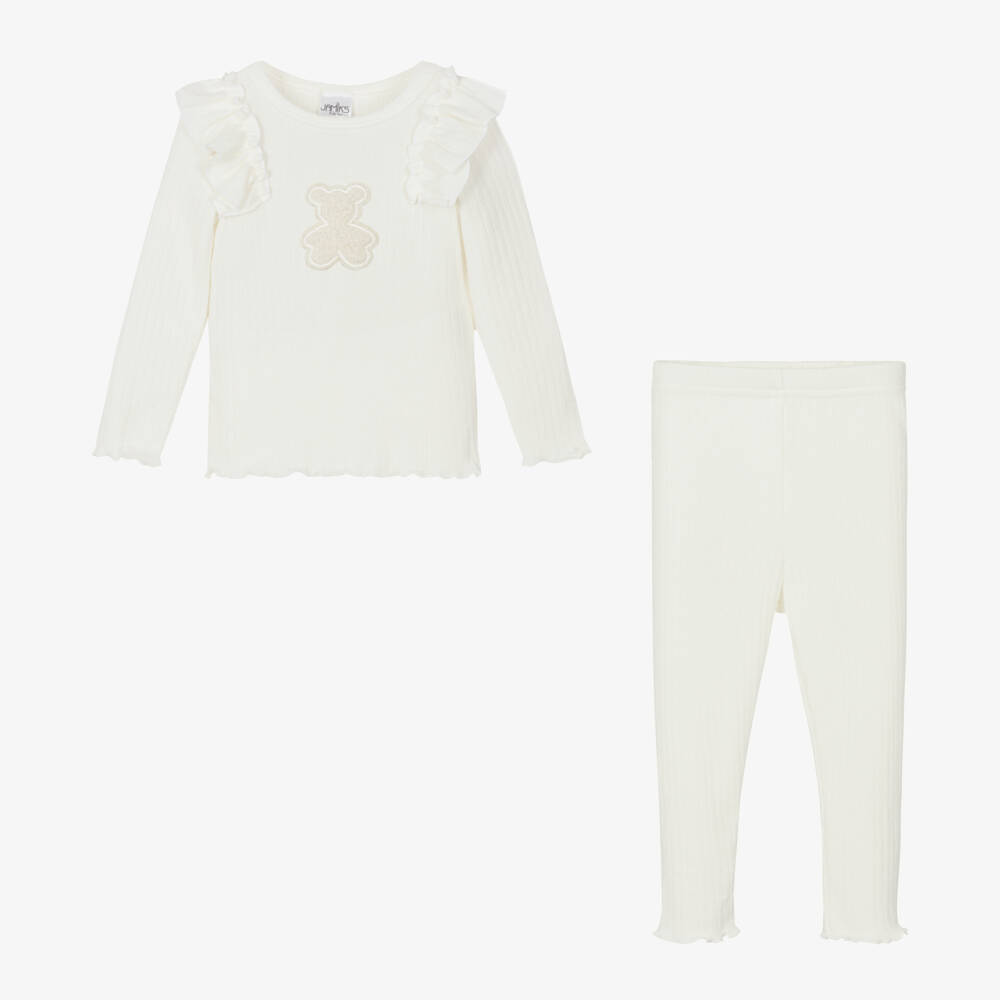 Jamiks-Girls Ivory Ruffle Leggings Ensemble | Childrensalon Outlet