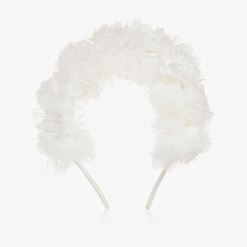 Jamiks-Кремовый цветочный головной убор из тюля для девочек | Childrensalon Outlet