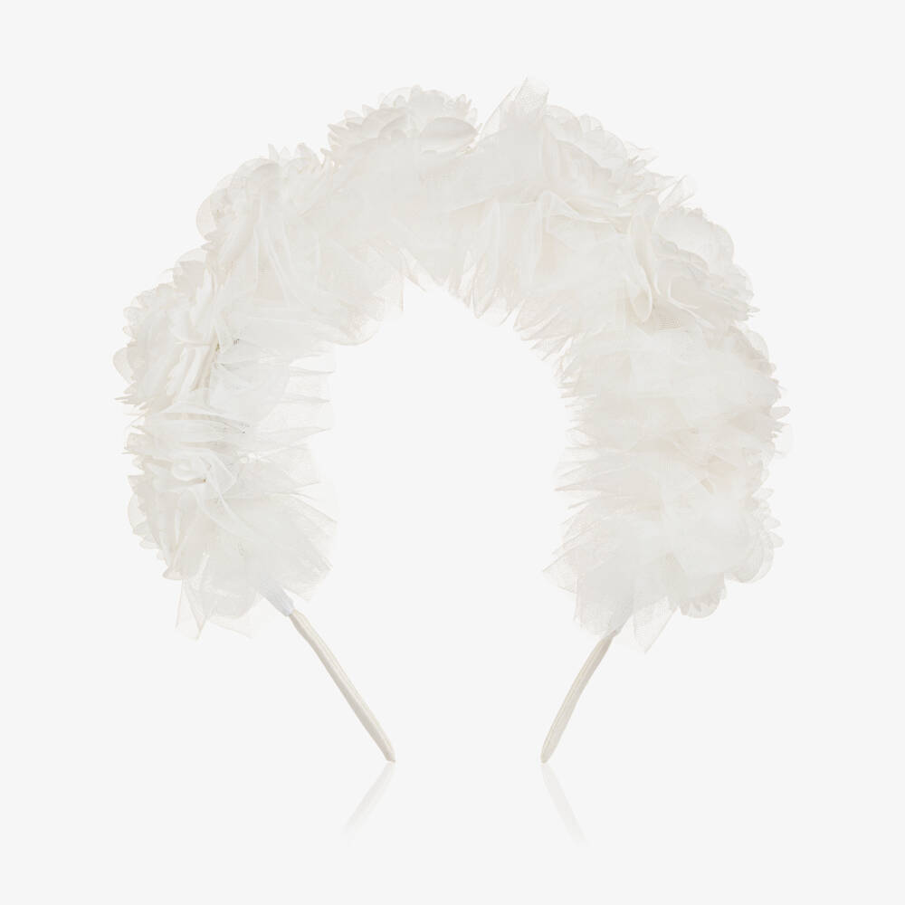 Jamiks-Кремовый цветочный головной убор из тюля для девочек | Childrensalon Outlet