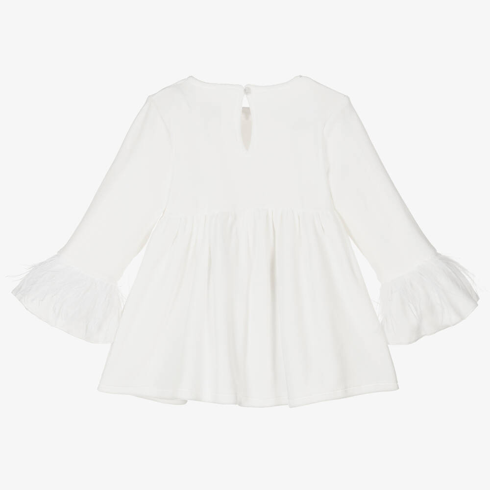 Jamiks-Girls Ivory Velour Bow Dress | Childrensalon Outlet