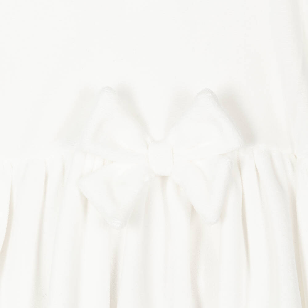 Jamiks-Girls Ivory Velour Bow Dress | Childrensalon Outlet