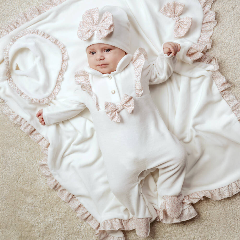 Jamiks-Girls Ivory Velour Floral Blanket | Childrensalon Outlet