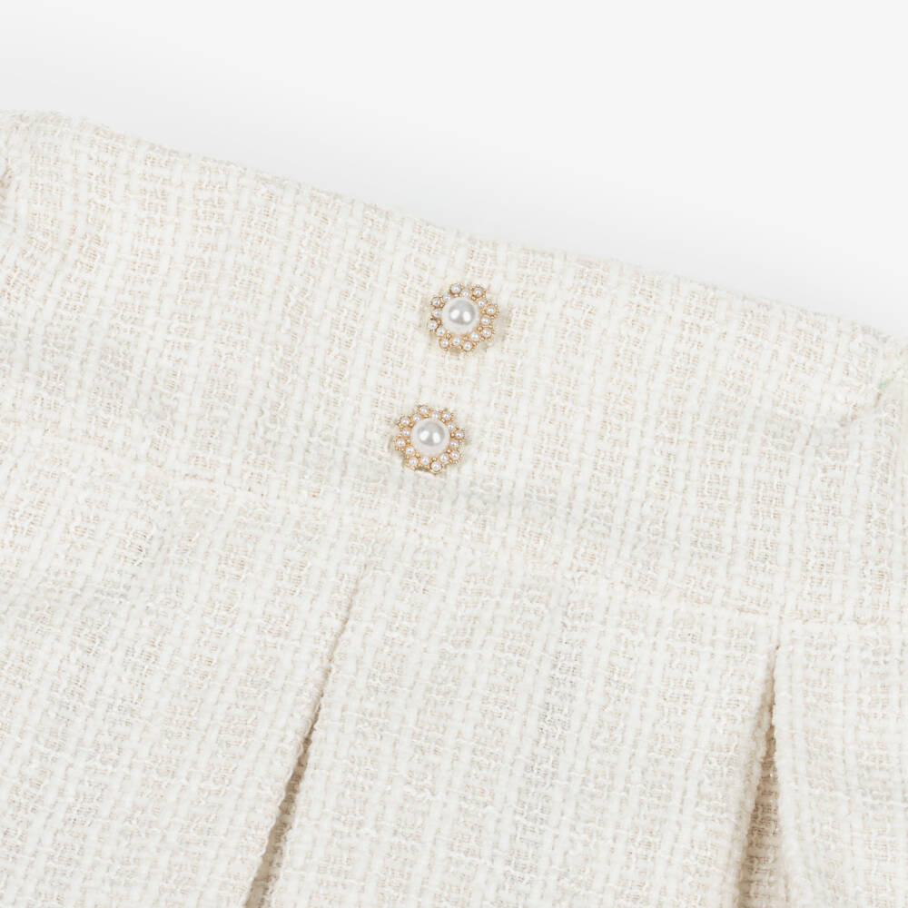 Jamiks-Girls Ivory Velour Top & Tweed Skirt Set | Childrensalon Outlet