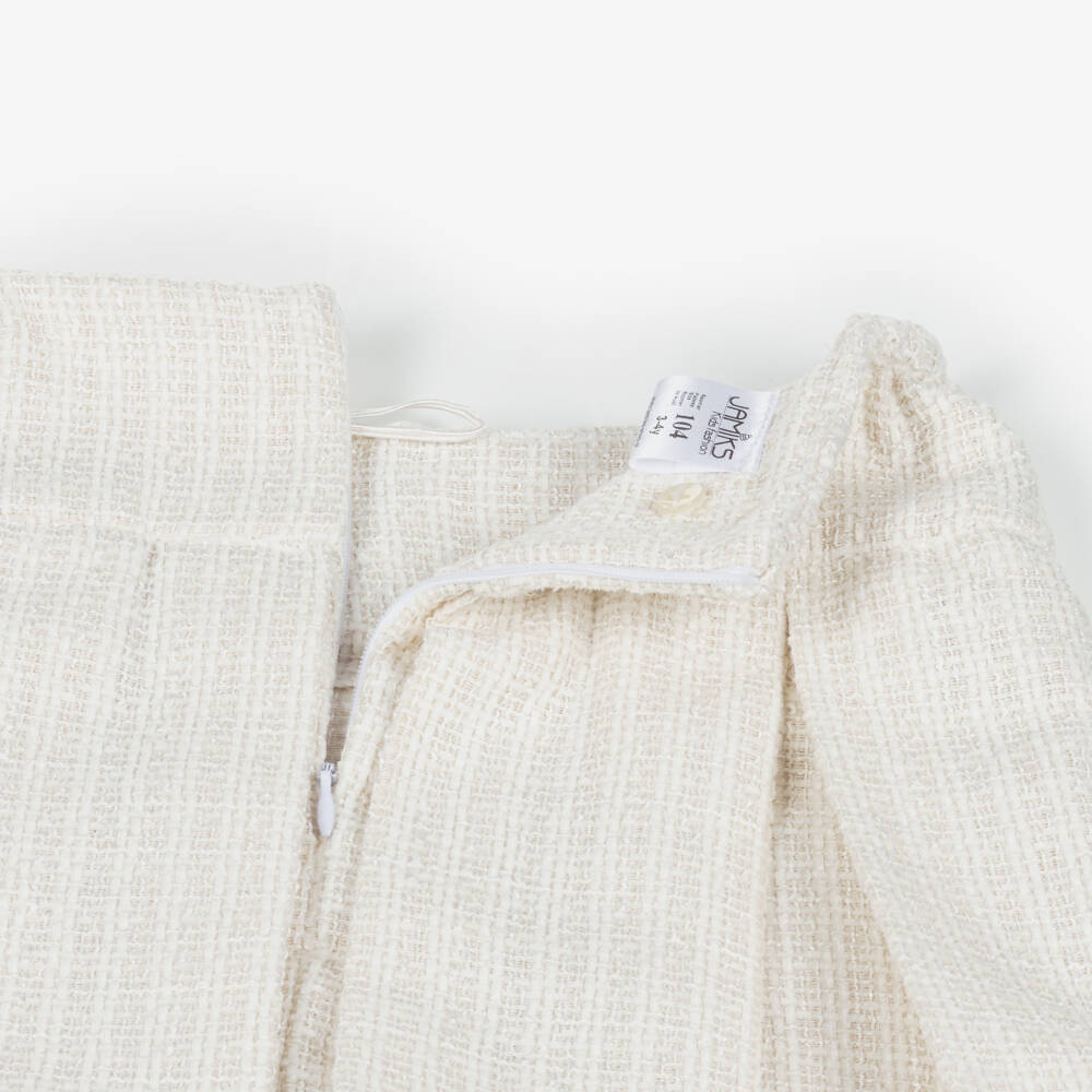 Jamiks-Girls Ivory Velour Top & Tweed Skirt Set | Childrensalon Outlet