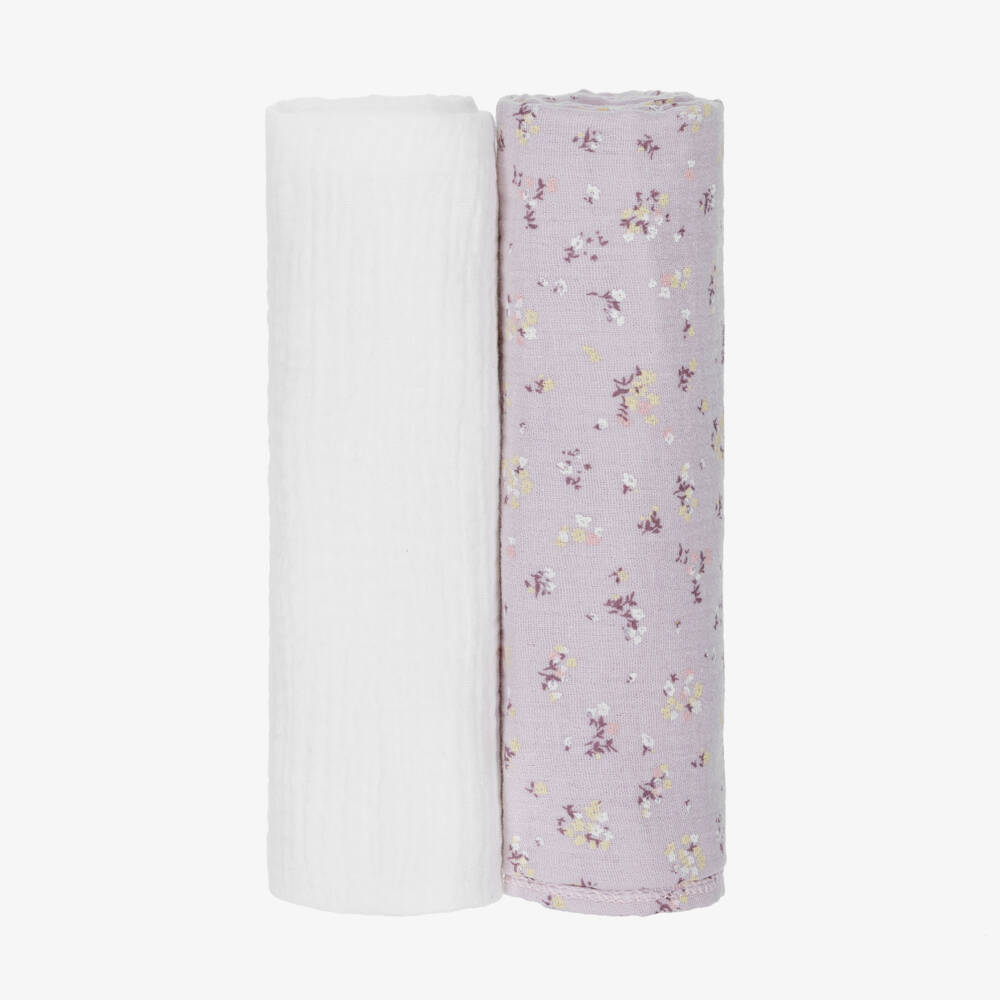 Jamiks-Girls Lilac Purple Organic Cotton Muslin Cloths (2 Pack) | Childrensalon Outlet