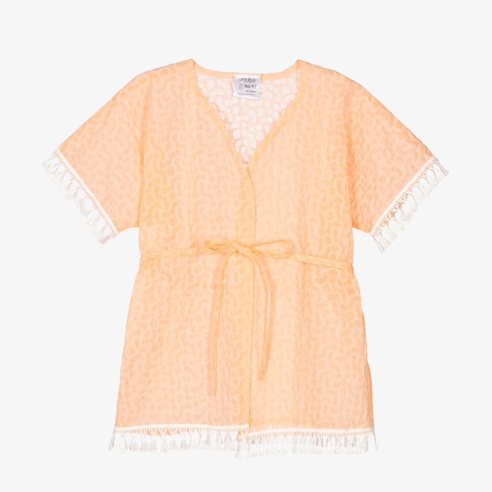 Jamiks-Girls Orange Cotton Beach Kimono | Childrensalon Outlet
