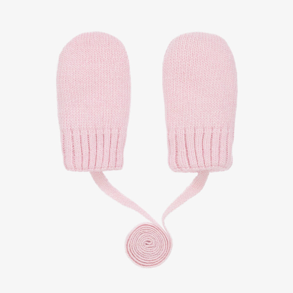 Jamiks-Girls Pale Pink Cashmere Knit Mittens | Childrensalon Outlet