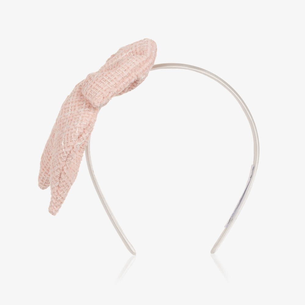 Jamiks-Girls Pale Pink Tweed Bow Hairband | Childrensalon Outlet