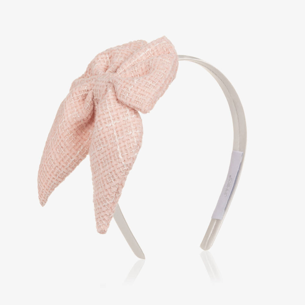 Jamiks-Girls Pale Pink Tweed Bow Hairband | Childrensalon Outlet