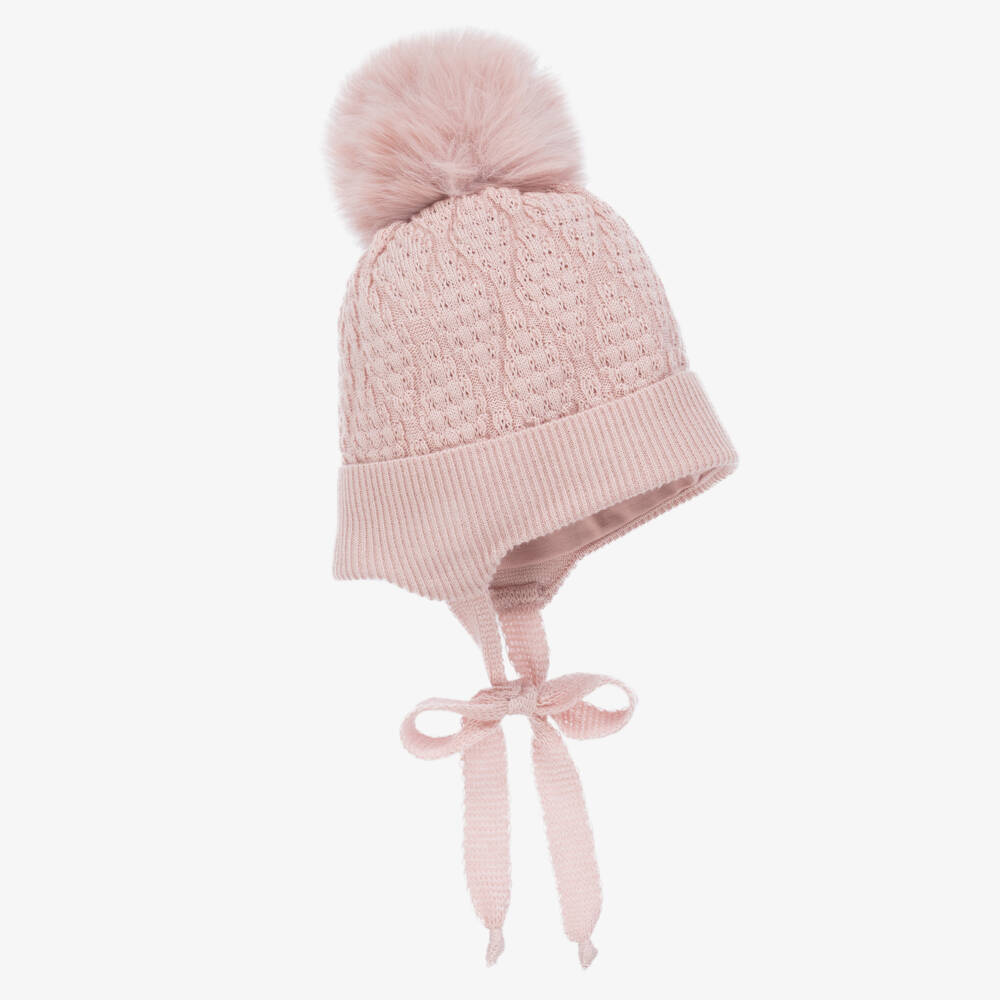 Jamiks-Girls Pink Bamboo Pom-Pom Beanie | Childrensalon Outlet