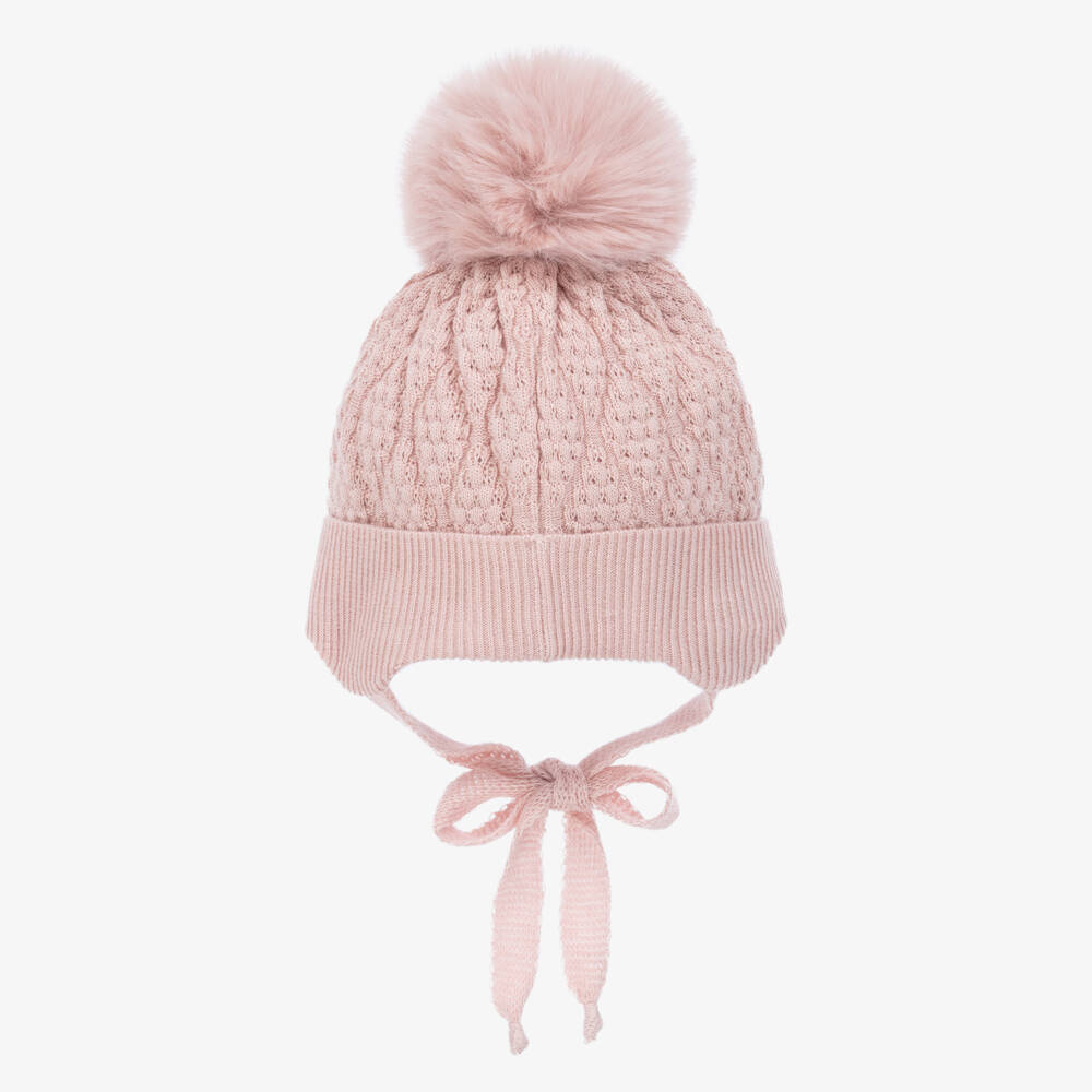 Jamiks-Girls Pink Bamboo Pom-Pom Beanie | Childrensalon Outlet