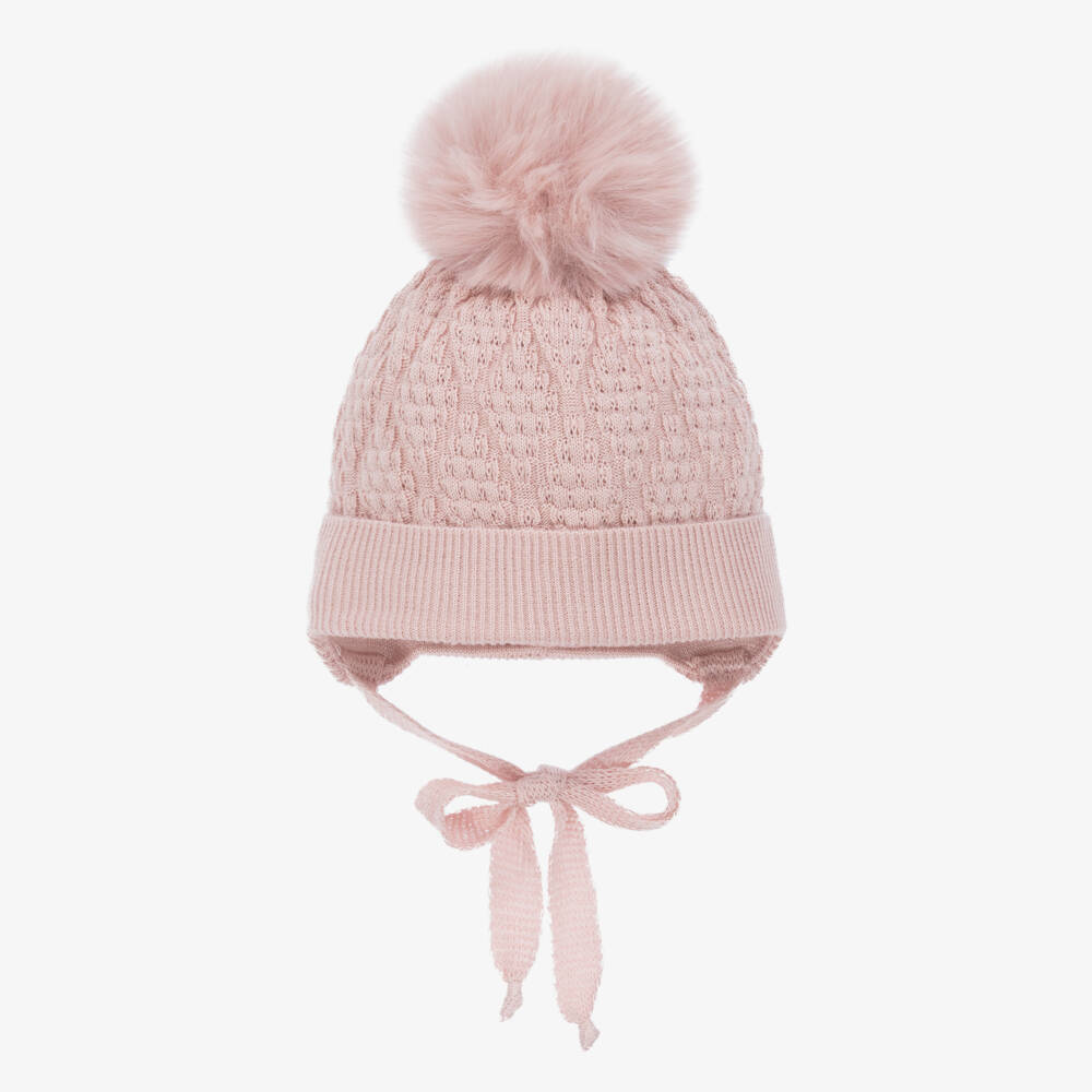 Jamiks-Girls Pink Bamboo Pom-Pom Beanie | Childrensalon Outlet