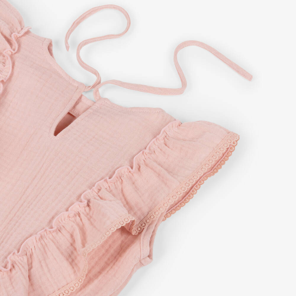 Jamiks-Girls Pink Cheesecloth Shorts Set with Ruffles | Childrensalon Outlet